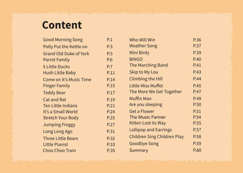Baby's Adagio Booklet - Table of Content